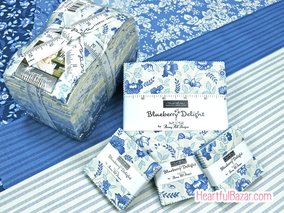 USAコットン(110×50) moda Blueberry Delight 早咲きのバラ スカイ 5枚目の画像