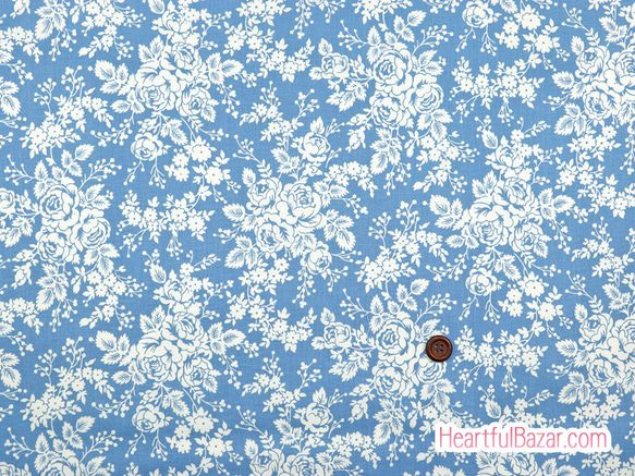 USAコットン(110×50) moda Blueberry Delight 早咲きのバラ ブルー 2枚目の画像