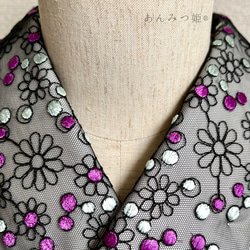 洗える刺繍半衿  梅紫ドット 5枚目の画像