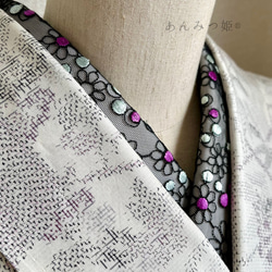 洗える刺繍半衿  梅紫ドット 2枚目の画像
