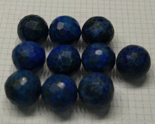 ラピスラズリー10ミリ 片穴 多面カット 10個セット 天然石 天然石