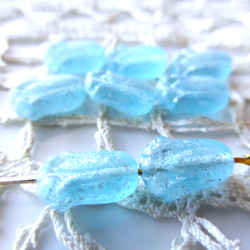 8 顆糖糖芽磨砂玻璃淺藍色捷克珠 第2張的照片