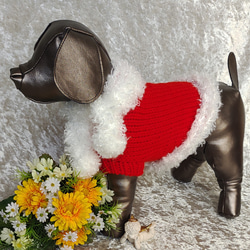 【ゆう様ご依頼分】犬服＊手編みクリスマスペアニットと小物 12枚目の画像