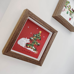 [クリスマス] 3種類の刺繍絵画 | 無垢材フレーム | パッケージ付き 7枚目の画像