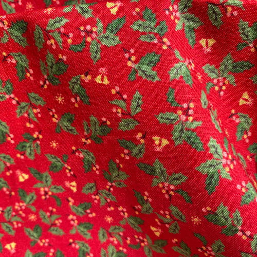 クリスマス生地！2023新作入荷！『柊 ヒイラギ柄 B－レッド』～50cm