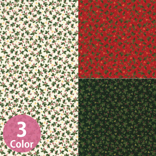 クリスマス生地！2023新作入荷！『柊 ヒイラギ柄 B－レッド』～50cm