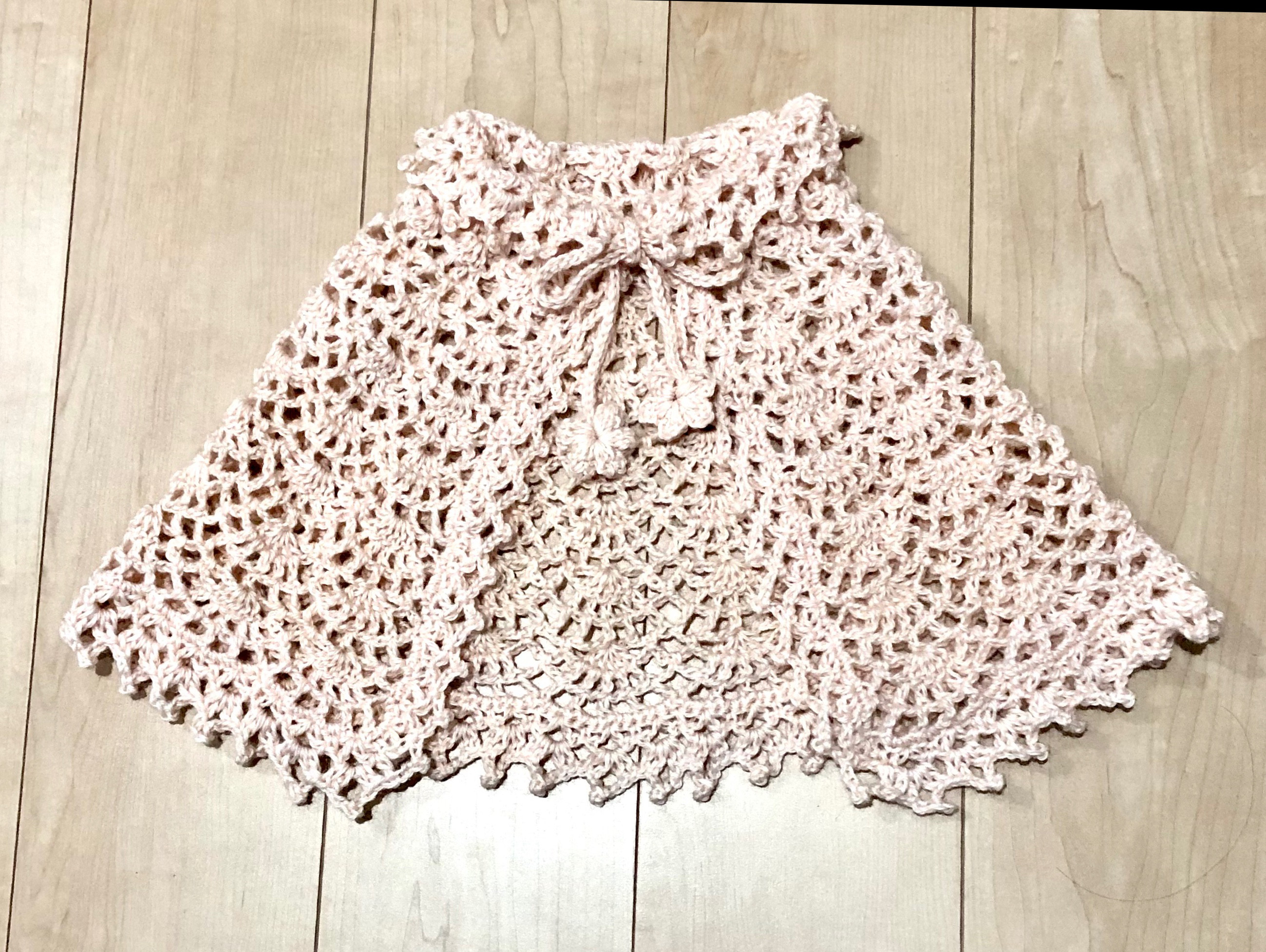 2、3歳位まで使える　ベビー　ケープ　ポンチョ(ピンク　風波)    Baby Cape Poncho