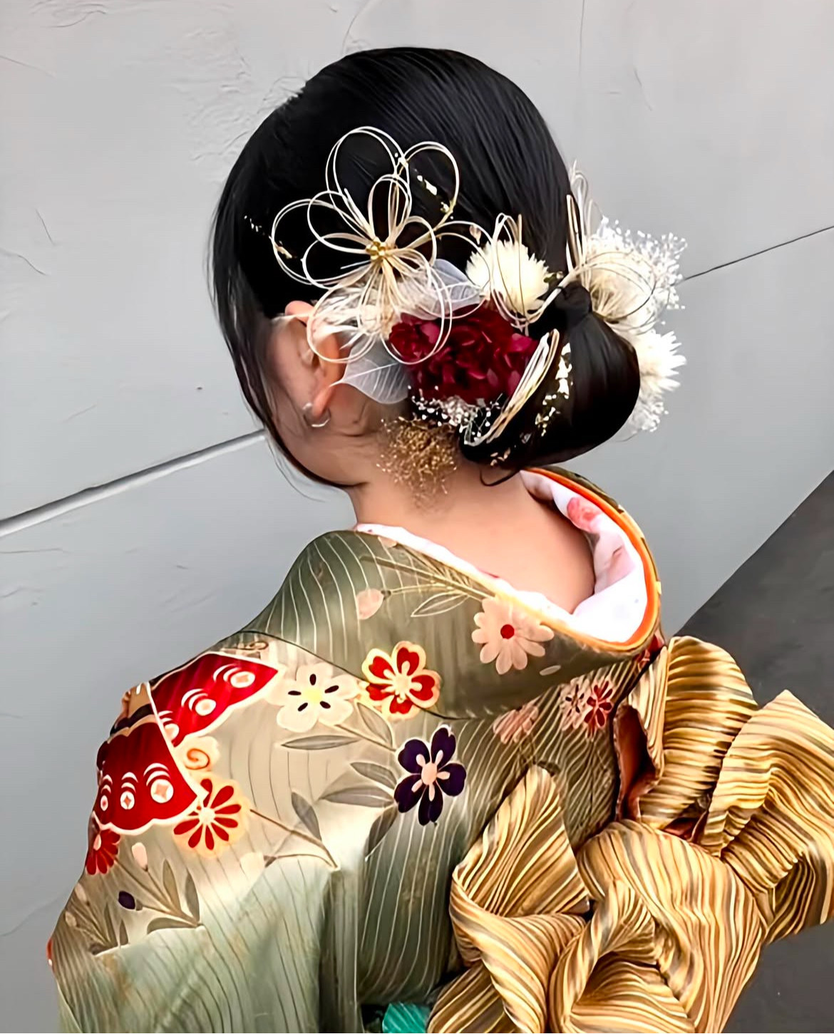 水引の花髪飾り　成人式　髪飾り　プリザーブドフラワー　ナチュラル　成人式髪飾り