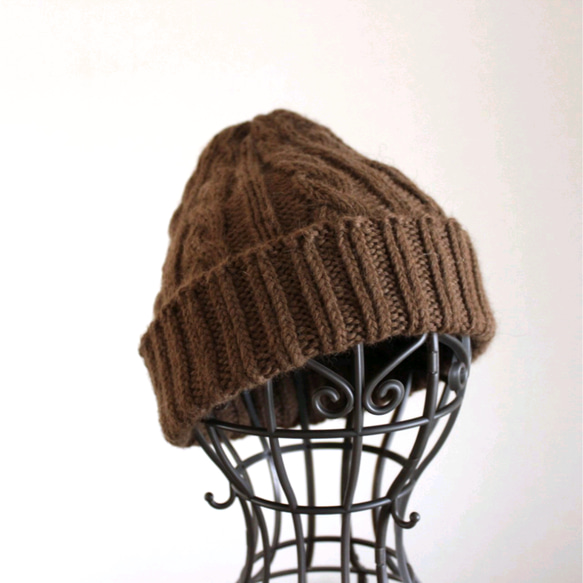 ニット帽子（チョコレートブラウン） 2枚目の画像