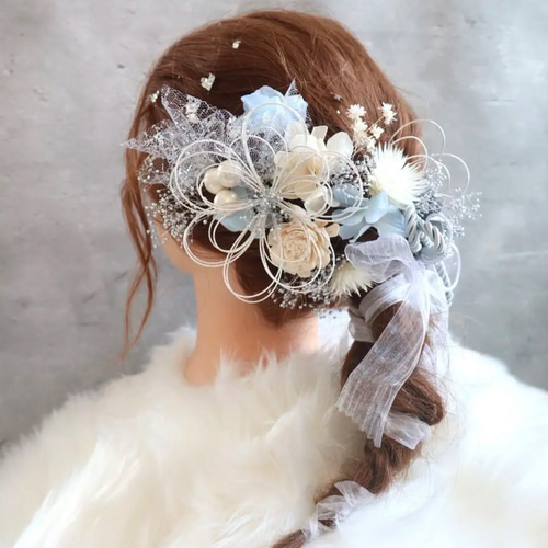 水引の花 成人式 髪飾り プリザーブドフラワー ウェディング 結婚式
