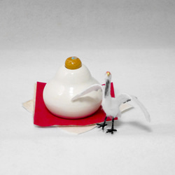 土佐與紙 x Hiyokogama [元旦限定 ] 小鳥鏡麻糬套裝「丹頂鶴」（陶瓷花瓶 ） 第15張的照片