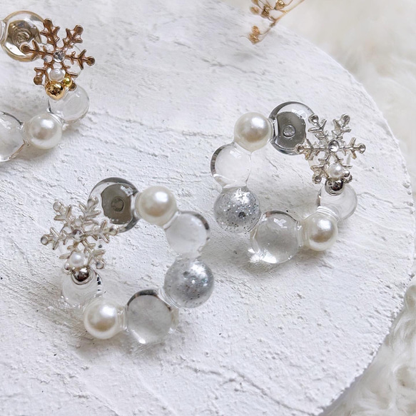 冬のリース ピアス/イヤリング⑅*॰ॱ 3枚目の画像