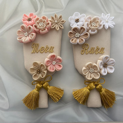 再販》《受注製作》つまみ細工の羽子板飾り(小)/スタンド付き/ミニ