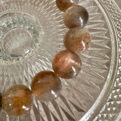 カルサイト 薔薇 ブラウンサンムーンストーン ブレスレット カルサイト 薔薇 ブラウンサンムーンストーン ブレスレット