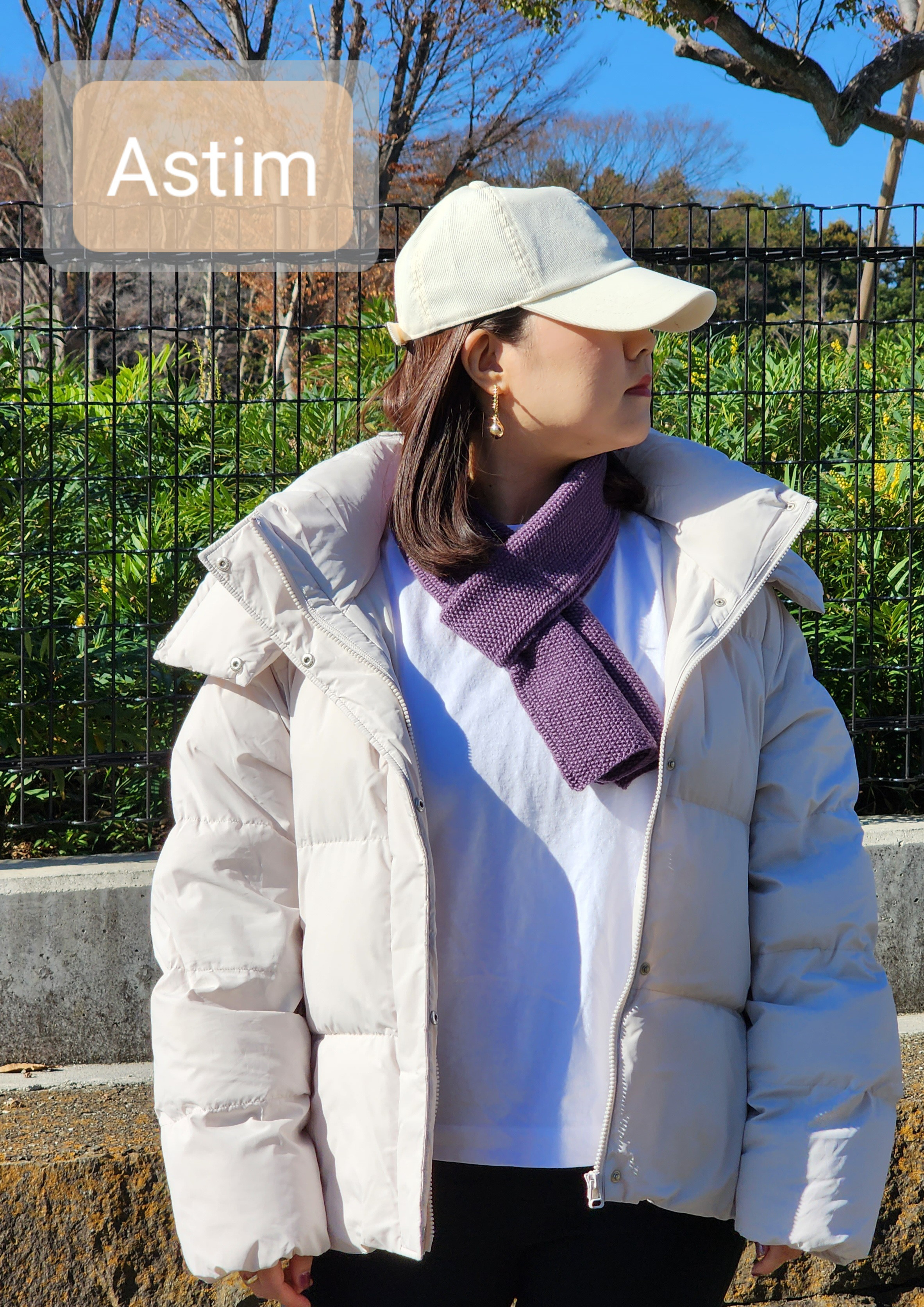 Y120F【バレンタインギフト】しっとり華やかプラム色/鹿の子編みのシンプルマフラー/ファインメリノ100％【送料無料】