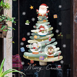 ウォールステッカー ST18 クリスマスツリー　サンタ　雪だるま　癒す　DIY 窓シール　インテリアシート　剥がせる 1枚目の画像