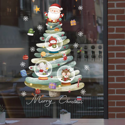 ウォールステッカー ST18 クリスマスツリー　サンタ　雪だるま　癒す　DIY 窓シール　インテリアシート　剥がせる 4枚目の画像