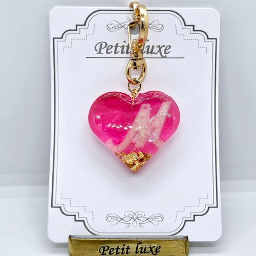 推し活】推しカラーのハートイニシャルチャーム バッグチャーム