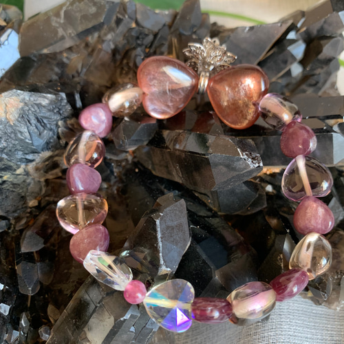 希少！♡ハートピンクマイカとアメトリン♡パープルマイカの天然石  