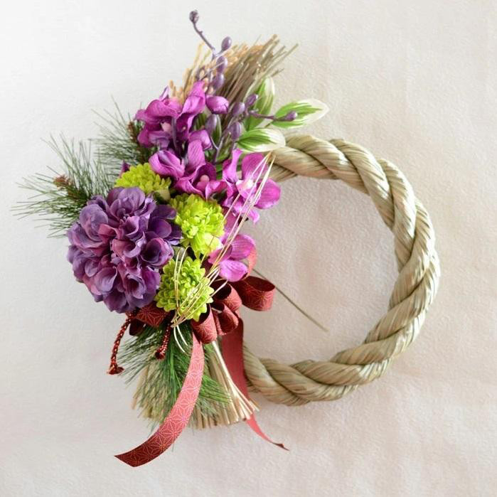 完成品　お正月後も飾れる　しめ縄飾り　玄関飾り　お正月飾り　しめ飾り　お正月アレンジ　お正月壁掛け