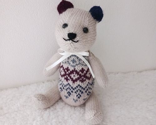 あみぐるみ クマ 100個 クマのあみぐるみ 編み込み模様 1 あみぐるみ granny m 通販 16912155