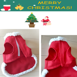 クリスマス・サンタさんタンクトップ　小型犬 猫ちゃん用　送料無料　xfr11 6枚目の画像