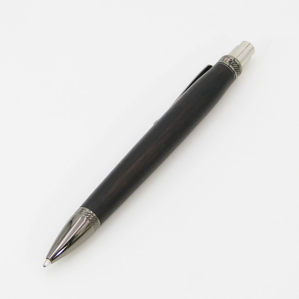木軸ノック式ボールペン　ブラックウッド　パーカータイプ 2枚目の画像