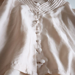 【大人服】スラッシュキルト　ギャザースリーブ　ブラウス　ピュアピンクホワイト 12枚目の画像