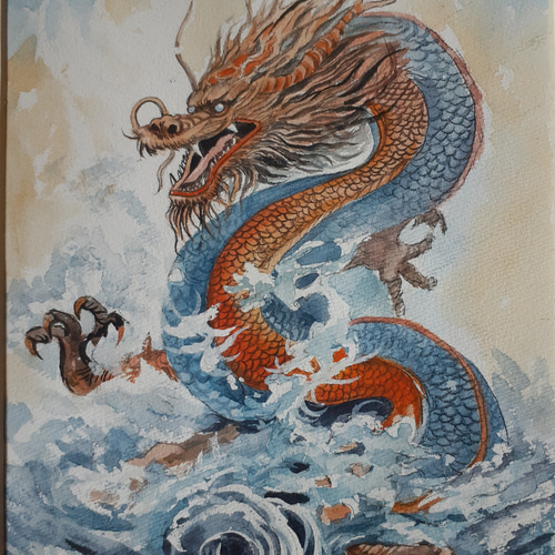 水彩画 2024年干支/荒波に舞う龍 絵画 makochin 通販 16912982 水彩画 2024年干支/荒波に舞う龍 絵画 makochin 通販 16912982