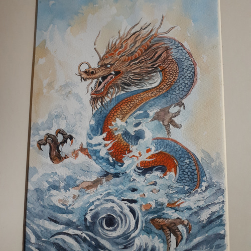 水彩画 2024年干支/荒波に舞う龍 絵画 makochin 通販 16912982 水彩画 2024年干支/荒波に舞う龍 絵画 makochin 通販 16912982