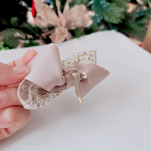 インド刺繍リボン ポニーフック ヘアカフ＊紫 ぎっしり小花