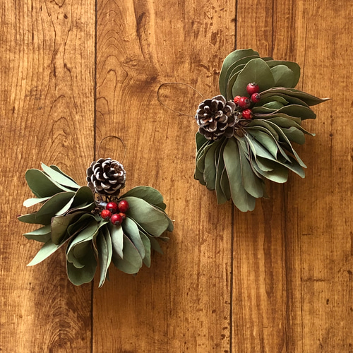 予約販売】クリスマス ミニ リース ユーカリミルフィーユ 2点