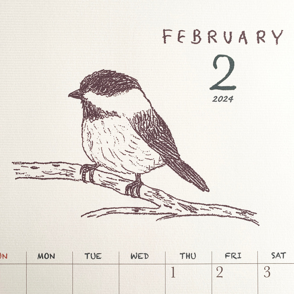 2024鳥類カレンダー　壁掛けタイプ（日曜始まりと月曜始まり選べます♪） 7枚目の画像