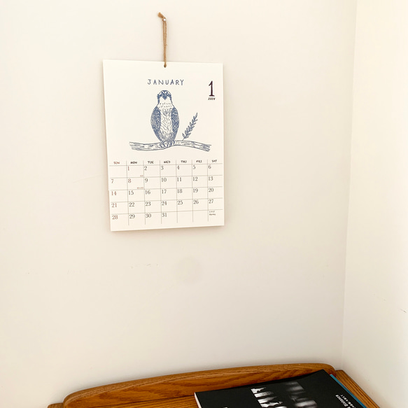 2024鳥類カレンダー　壁掛けタイプ（日曜始まりと月曜始まり選べます♪） 2枚目の画像