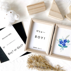 「青い花束」　花束の抽象画 金色フレーム付き 水晶パネル アートパネル 60×80cm 開運画 金フレーム付き