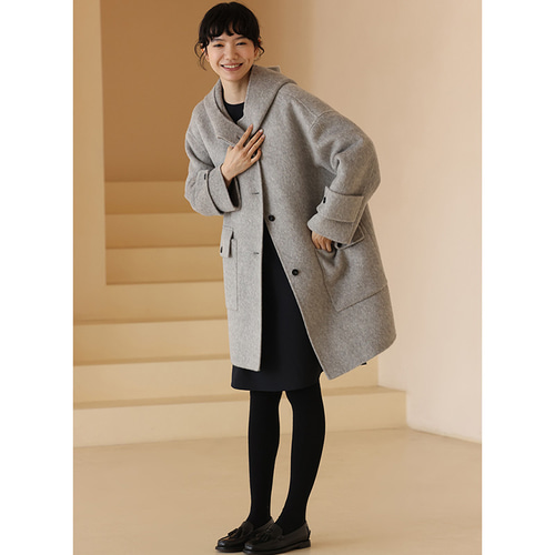 大きいサイズ【crocodile】フード付きウールコート　グレー　SIZE4L レディース コート一覧 - クロコダイル(CROCODILE) 公式通販サイト