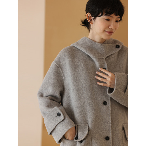 大きいサイズ【crocodile】フード付きウールコート　グレー　SIZE4L レディース コート一覧 - クロコダイル(CROCODILE) 公式通販サイト
