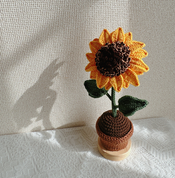 ひまわり 鉢植え 枯れない花 編みぐるみ インテリア 置物 その他置物 1