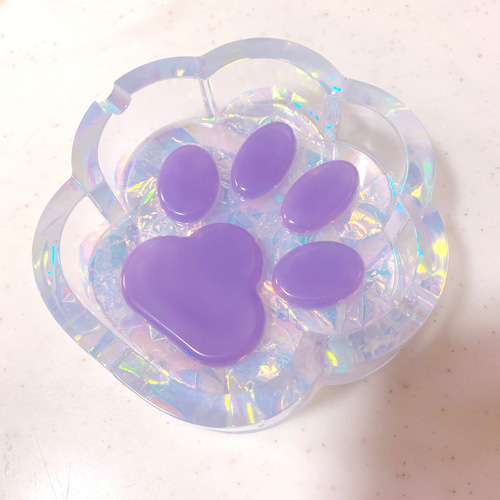 ☆【青×赤紫】灰皿 肺 小物入れ 皿 レジン 不透明 ラメ シンプル
