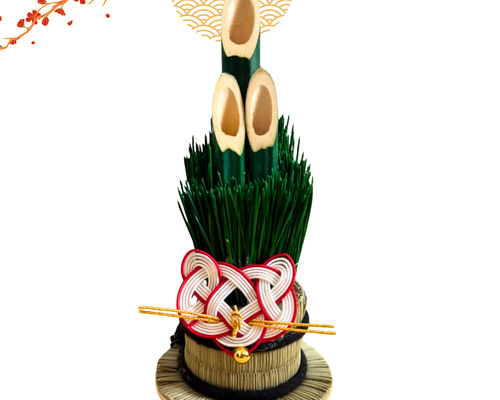 ミニ猫梅結び門松 1鉢お正月飾り モダンミニ門松 おしゃれ 玄関飾り