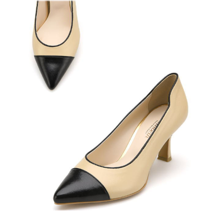 バイカラーレザーパンプス (neb) 本革パンプス オーダーシューズ 小さいサイズ 大きいサイズ