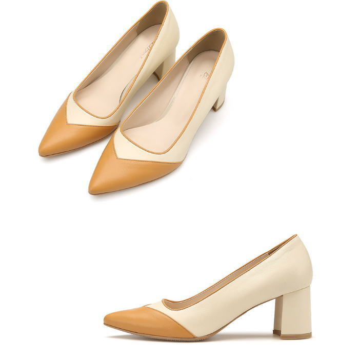 バイカラーレザーパンプス (neb) 本革パンプス オーダーシューズ 小さいサイズ 大きいサイズ