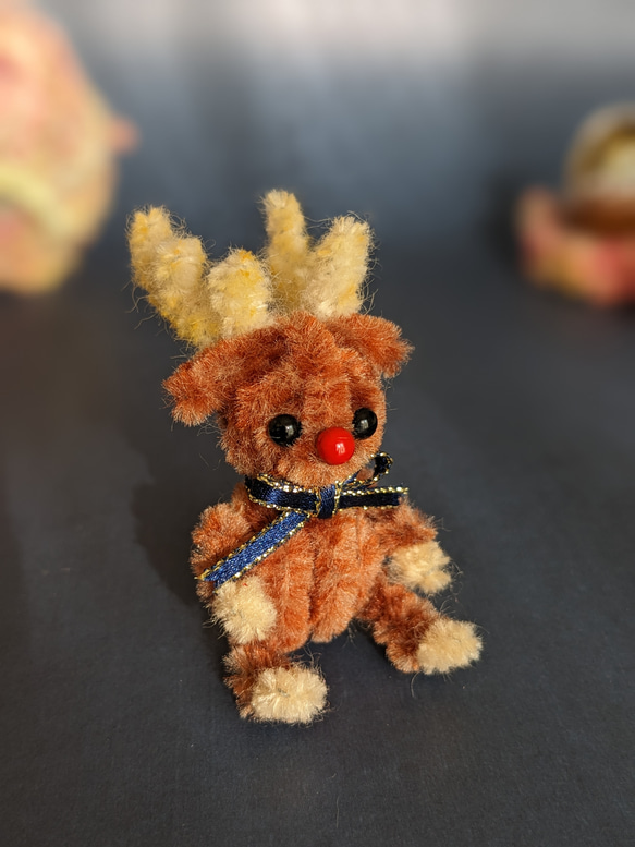 試作品 小さなトナカイ モールアート 冬 クリスマス ミニチュア 人形