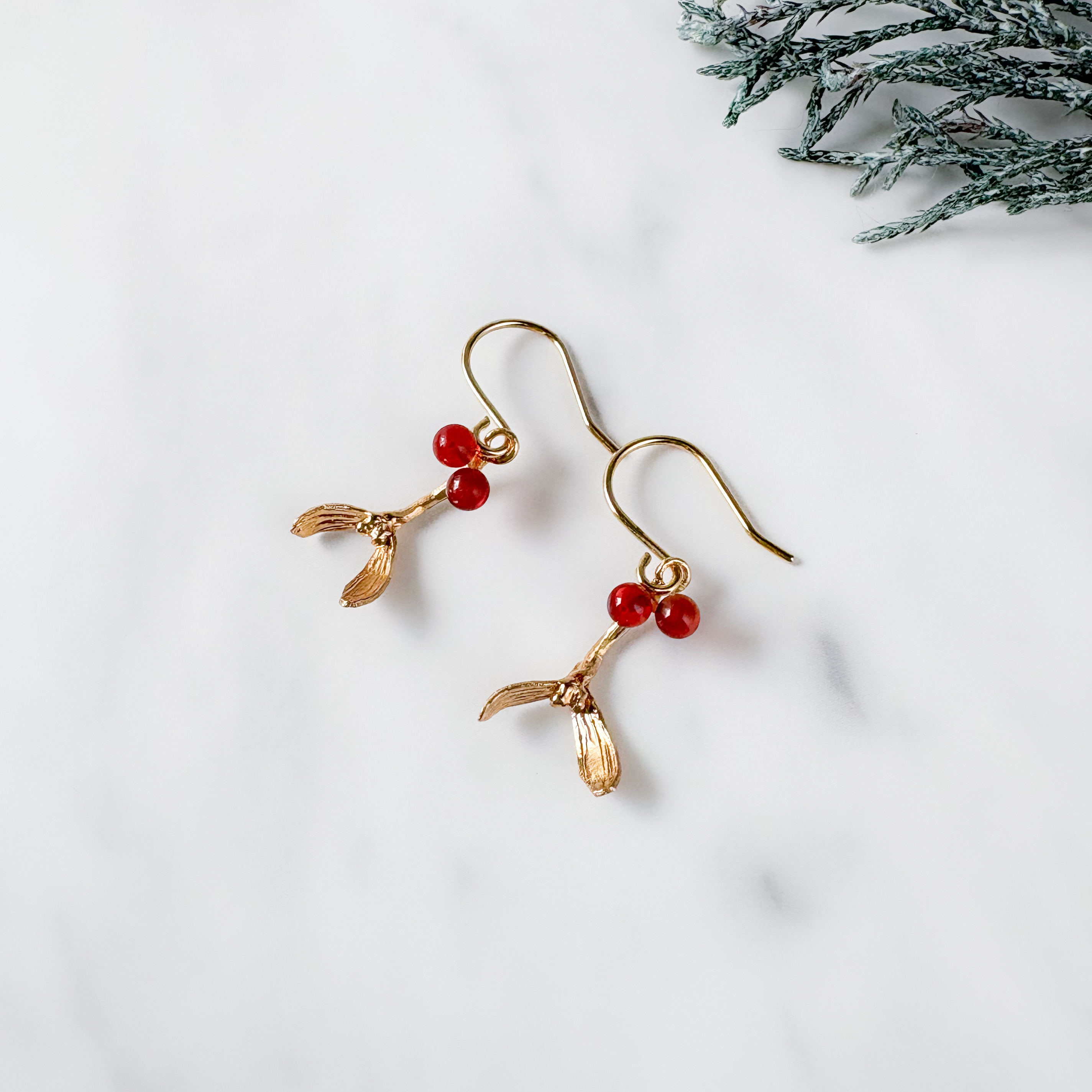 再販　誰かとヤドリギの下で～カーネリアン　ピアス・イヤリング