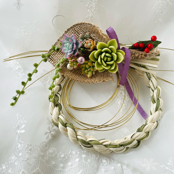 24.しめ縄リース No.17 わらしめ縄リーススワッグ2024 ハンドメイドお正月飾り 玄関