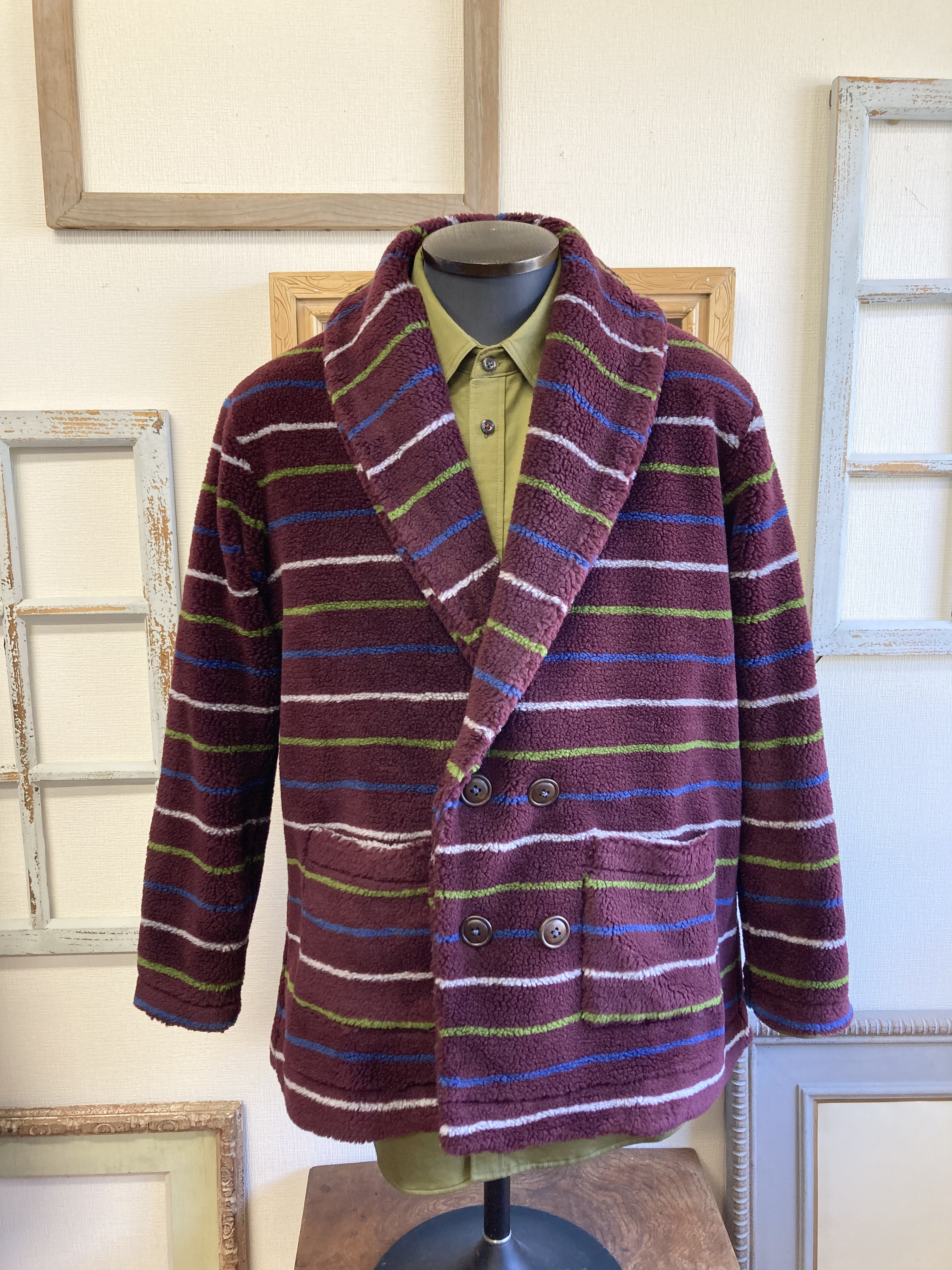 セール価格★あったかニット❗️男女兼用❤️ピーコート風ニットコート　エンジ　(メンズL、レディースL L） 6,480円