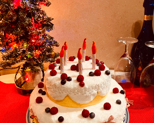 受注制作｝ロウソクの火が消える！ ホールケーキ ままごと クリスマス