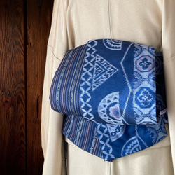 這是由永井紬和西陣織島製作的成人半寬腰帶。 第2張的照片