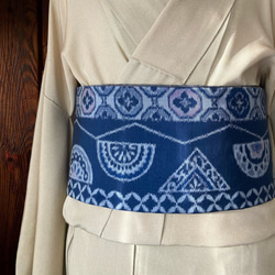 這是由永井紬和西陣織島製作的成人半寬腰帶。 第3張的照片