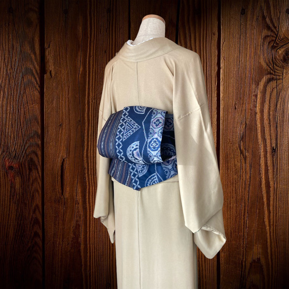 這是由永井紬和西陣織島製作的成人半寬腰帶。 第5張的照片